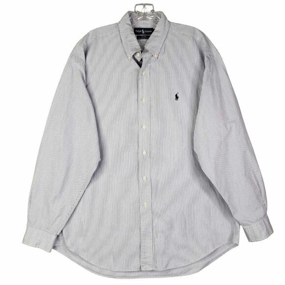 Polo Ralph Lauren Shirt Mens Size Large Blue White Striped LS Button Down Blake - Picture 2 of 10